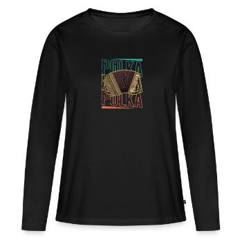 Akkordeon Musiker Volksmusik Musikschule - Frauen Premium Bio Langarmshirt - Schwarz - Vorne - Julia (174cm)