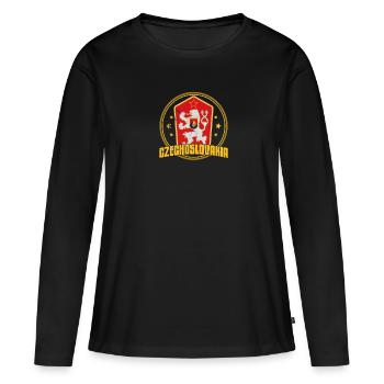 Tschechoslowakei Flagge Geschichte Wappen - Frauen Premium Bio Langarmshirt - Schwarz - Vorne - Julia (174cm)