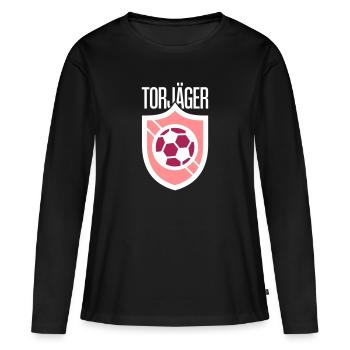 Für alle Torjägern unter den Fussball Liebhabern - Frauen Premium Bio Langarmshirt - Schwarz - Vorne - Julia (174cm)