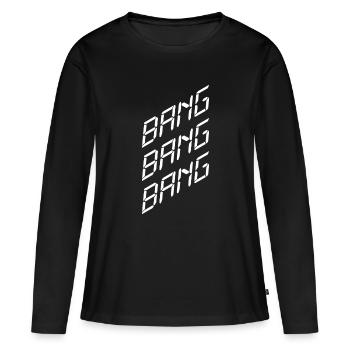 Bang Bang Bang – Fête, musique et ambiance de club - T-shirt manches longues Premium bio Femme - noir - Devant - Julia (174cm)