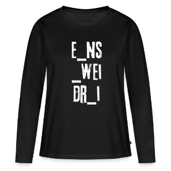 UN DEUX TROIS - T-shirt manches longues Premium bio Femme - noir - Devant - Julia (174cm)