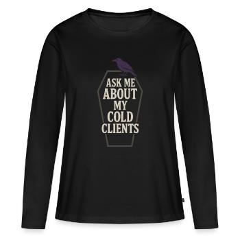 Cadavre Science Humour noir Mort Positif - T-shirt manches longues Premium bio Femme - noir - Devant - Julia (174cm)