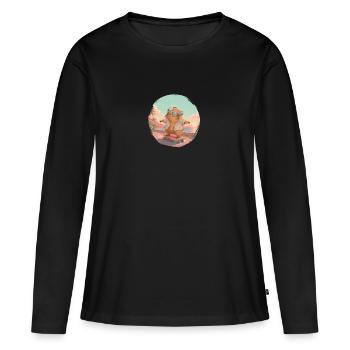 Capybara Skateboard Hawaii - T-shirt manches longues Premium bio Femme - noir - Devant - Julia (174cm)