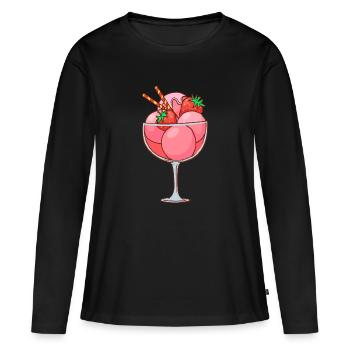 Crème glacée, crème glacée, crème glacée, crème glacée, boule, crème glacée, sundae - T-shirt manches longues Premium bio Femme - noir - Devant - Julia (174cm)