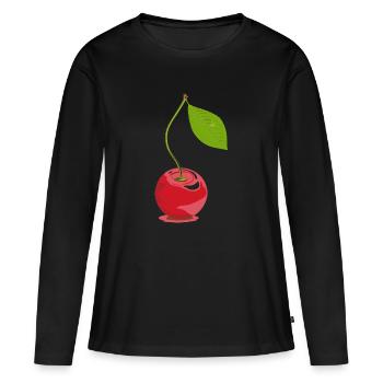 Cerise - T-shirt manches longues Premium bio Femme - noir - Devant - Julia (174cm)