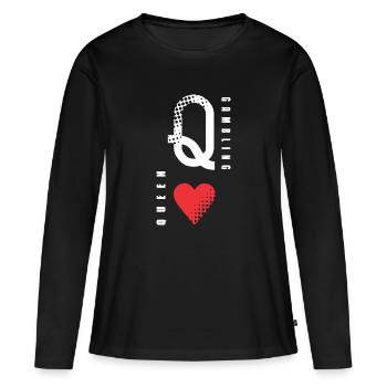 Poker - Frauen Premium Bio Langarmshirt - Schwarz - Vorne - Julia (174cm)