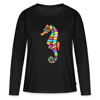 Hippocampe hippocampe animal marin sous l'eau - T-shirt manches longues Premium bio Femme - noir - Devant - Julia (174cm)