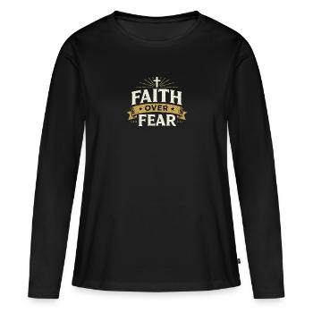 Glaube über Angst Emblem - Frauen Premium Bio Langarmshirt - Schwarz - Vorne - Julia (174cm)