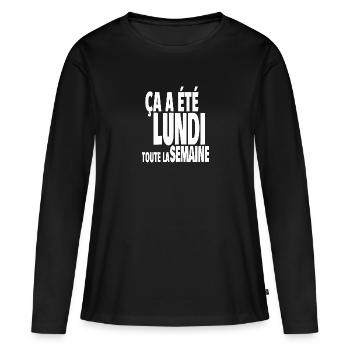 lundi toute la semaine - T-shirt manches longues Premium bio Femme - noir - Devant - Julia (174cm)