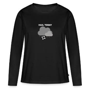 SALUT AUJOURD’HUI - HEUTE Hagel - T-shirt manches longues Premium bio Femme - noir - Devant - Julia (174cm)