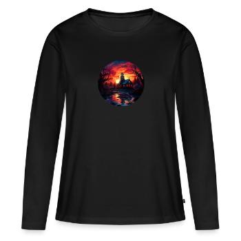 phantastic sundowner - Frauen Premium Bio Langarmshirt - Schwarz - Vorne - Julia (174cm)