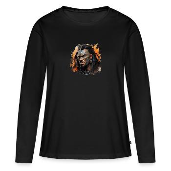 Guerrier maori - T-shirt manches longues Premium bio Femme - noir - Devant - Julia (174cm)
