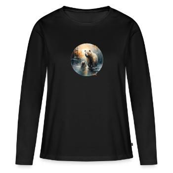 Famille des grizzlis - T-shirt manches longues Premium bio Femme - noir - Devant - Julia (174cm)