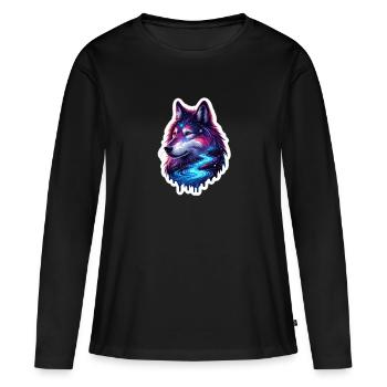 Wolve céleste - T-shirt manches longues Premium bio Femme - noir - Devant - Julia (174cm)