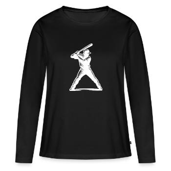 Joueur de baseball avec batte de baseball - T-shirt manches longues Premium bio Femme - noir - Devant - Julia (174cm)
