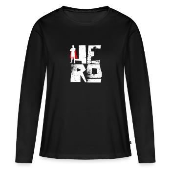 héros - T-shirt manches longues Premium bio Femme - noir - Devant - Julia (174cm)