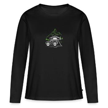 Dachzelten | Auto Camper | Camping | Mikro Camper - Frauen Premium Bio Langarmshirt - Schwarz - Vorne - Julia (174cm)