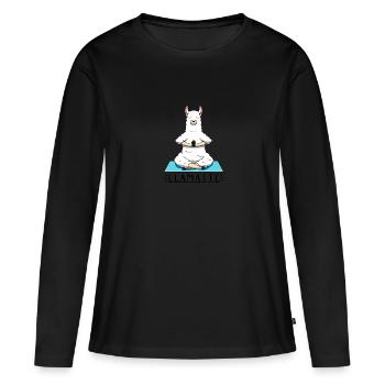Lama Lama - T-shirt manches longues Premium bio Femme - noir - Devant - Julia (174cm)