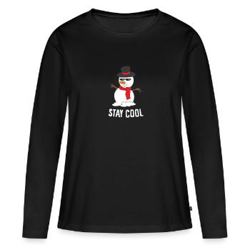 Reste cool - T-shirt manches longues Premium bio Femme - noir - Devant - Julia (174cm)