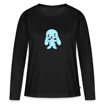 Lapin à oreilles souples bleu clair - T-shirt manches longues Premium bio Femme - noir - Devant - Julia (174cm)