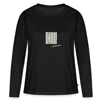 chill mal deine base - Frauen Premium Bio Langarmshirt - Schwarz - Vorne - Julia (174cm)
