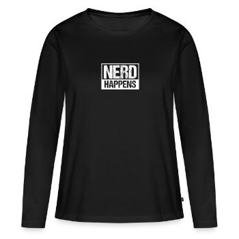 Nerd - T-shirt manches longues Premium bio Femme - noir - Devant - Julia (174cm)