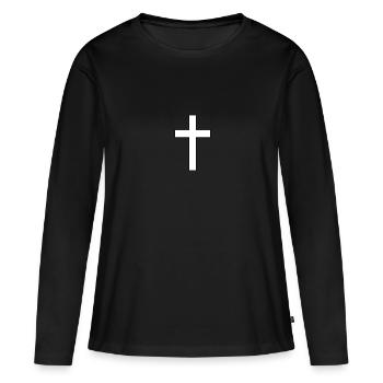 Croix - T-shirt manches longues Premium bio Femme - noir - Devant - Julia (174cm)