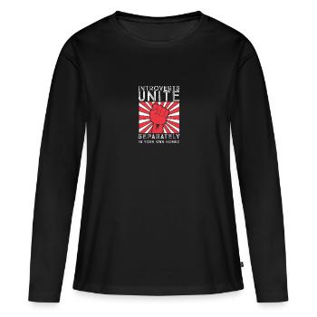 Les introvertis s'unissent séparément dans votre propre maison - T-shirt manches longues Premium bio Femme - noir - Devant - Julia (174cm)