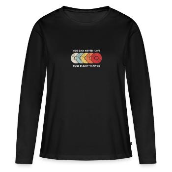 Disque vinyle LP rétro | Cadeau de vinyles vintage - T-shirt manches longues Premium bio Femme - noir - Devant - Julia (174cm)