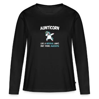 Aunticorn aunt unicorn birthday gift idea - Women's Premium Organic Long Sleeve Shirt - black - Front - Julia (174cm)