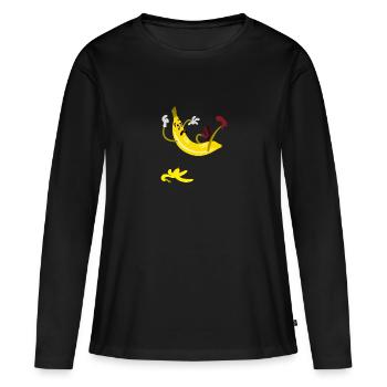 Banana Funny Slipping Banana Skin - T-shirt manches longues Premium bio Femme - noir - Devant - Julia (174cm)