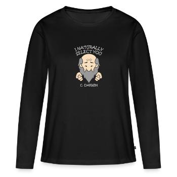 Le naturaliste Charles Darwin - T-shirt manches longues Premium bio Femme - noir - Devant - Julia (174cm)