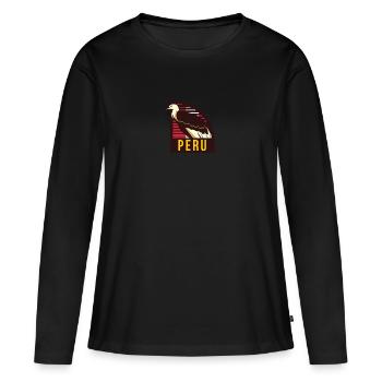 Drapeau Pérou Condor Péruvien Sur Andes Inca Machu - T-shirt manches longues Premium bio Femme - noir - Devant - Julia (174cm)