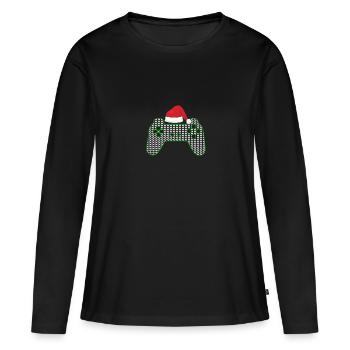 Joueur de Noël laid - T-shirt manches longues Premium bio Femme - noir - Devant - Julia (174cm)