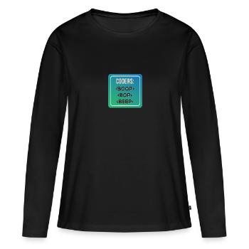 Codeurs BOOP BOP BEEP - T-shirt manches longues Premium bio Femme - noir - Devant - Julia (174cm)