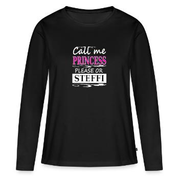 Ich heiße Steffi ich bin Stefanie Mädchenname - Frauen Premium Bio Langarmshirt - Schwarz - Vorne - Julia (174cm)