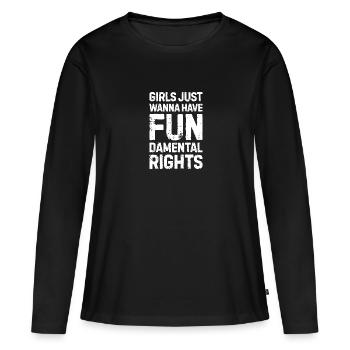 Les filles ont des droits fondamentaux féministe - T-shirt manches longues Premium bio Femme - noir - Devant - Julia (174cm)