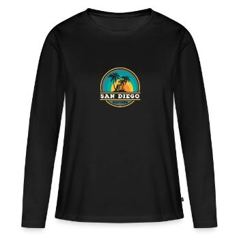 San Diego CA California Van Life Surfer USA - T-shirt manches longues Premium bio Femme - noir - Devant - Julia (174cm)
