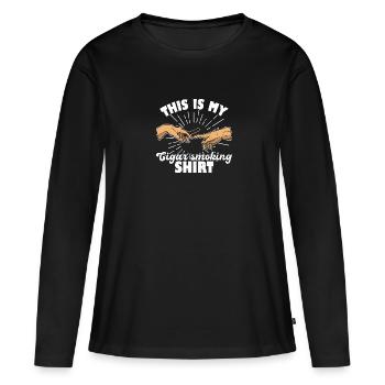 Cigares Fumeurs Fumeurs Amateurs de whisky - T-shirt manches longues Premium bio Femme - noir - Devant - Julia (174cm)