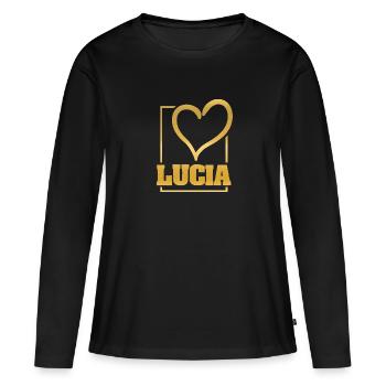 Geschenk für Lucia - Frauen Premium Bio Langarmshirt - Schwarz - Vorne - Julia (174cm)