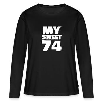 Âge 74 - T-shirt manches longues Premium bio Femme - noir - Devant - Julia (174cm)
