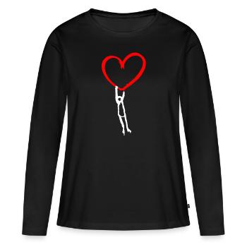 Man with heart - Women's Premium Organic Long Sleeve Shirt - black - Front - Julia (174cm)