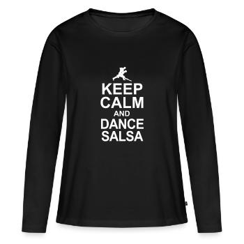 Keep Calm and Dance Salsa - T-shirt manches longues Premium bio Femme - noir - Devant - Julia (174cm)