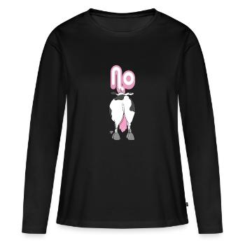 No - funny cow - Frauen Premium Bio Langarmshirt - Schwarz - Vorne - Julia (174cm)