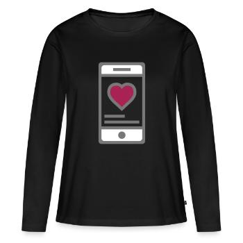 sms téléphone portable amour coeur valentine mobil - T-shirt manches longues Premium bio Femme - noir - Devant - Julia (174cm)
