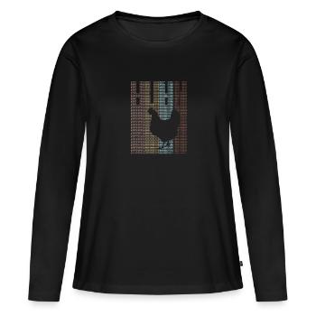 POULET ASCII - T-shirt manches longues Premium bio Femme - noir - Devant - Julia (174cm)