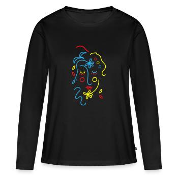Flowers Woman - Women's Premium Organic Long Sleeve Shirt - black - Front - Julia (174cm)