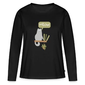 Lustige Katzen miauen - Frauen Premium Bio Langarmshirt - Schwarz - Vorne - Julia (174cm)