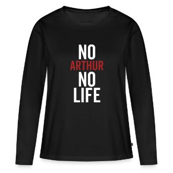 Pas d’Arthur Pas de vie - T-shirt manches longues Premium bio Femme - noir - Devant - Julia (174cm)