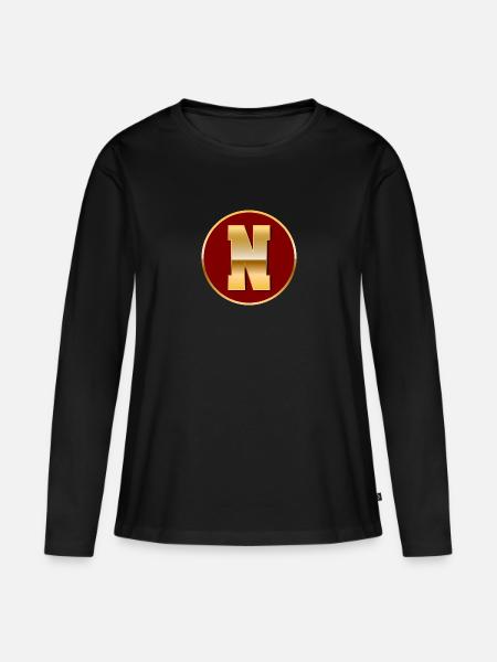 Buchstabe N - Frauen Premium Bio Langarmshirt - Schwarz